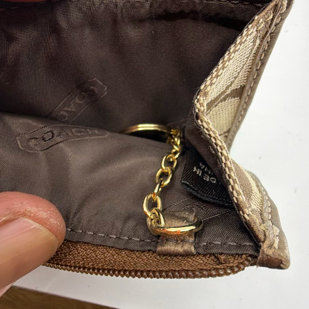 Coach Mini Skinny Brown Signature C Canvas Coin Case - Picture 6 of 8